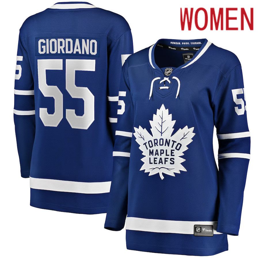 Women Toronto Maple Leafs 55 Mark Giordano Fanatics Branded Blue Home Breakaway Player NHL Jersey